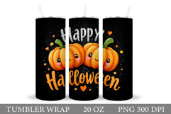 Cute Pumpkin Tumbler Design. Halloween Tumbler Sublimation Product Image 1