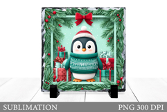Christmas Penguin Slate Design. Cute Penguin Sublimation Product Image 1