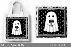 Cute Ghost Tote Bag Design. Cute Halloween Sublimation Product Image 1