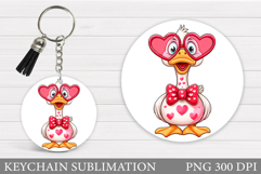 Valentines Goose Keychain. Valentines Keychain Sublimation Product Image 1