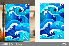 Sea Garden Flag Design. Waves Garden Flag Sublimation Product Image 1