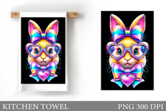 Cute Bunny Kitchen Towel Design. Cute Bunny Sublimation Product Image 1