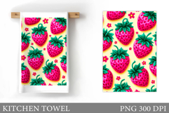 Strawberry Kitchen Towel Design. Strawberry Sublimation Product Image 1