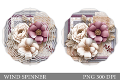Flowers Wind Spinner Design. Floral Wind Spinner Sublimation Product Image 1