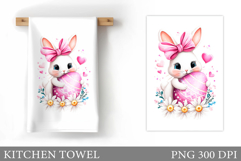 Easter Bunny Kitchen Towel. Bunny Kitchen Towel Sublimation Product Image 1
