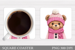 Cute Bear Coaster Design. Christmas Coaster Sublimation Product Image 1