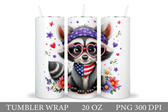 Patriotic Raccoon Tumbler. Patriotic Tumbler Sublimation Product Image 1