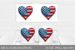 Patriotic Heart Mug Design. Patriotic Mug Sublimation Product Image 1