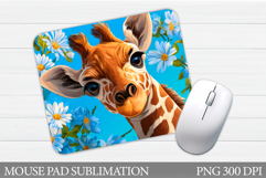 Cute Giraffe Mouse Pad. Giraffe Flowers Mouse Pad Product Image 1