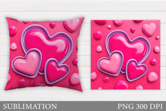 Hearts Pillow Design. Valentines Pillow Sublimation Product Image 1