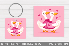 Valentines Goose Keychain. Valentines Keychain Sublimation Product Image 1