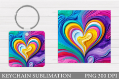 Heart Keychain Design. Valentine Keychain Sublimation Product Image 1
