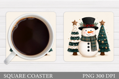 Cute Snowman Coaster. Christmas Coaster Sublimation Product Image 1