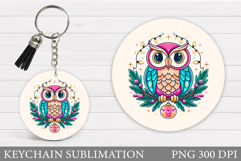 Christmas Owl Keychain. Christmas Keychain Sublimation Product Image 1