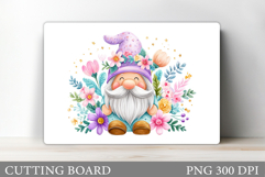 Spring Gnome Cutting Board. Spring Cutting Board Sublimation Product Image 1
