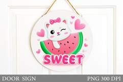Cute Cat Door Sign Design. Summer Cat Sublimation Product Image 1