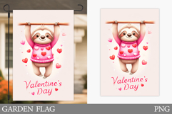 Valentines Sloth Garden Flag. Valentines Garden Flag Design Product Image 1