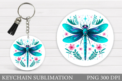 Dragonfly Keychain Design. Summer Keychain Sublimation Product Image 1