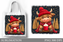 Christmas Cow Tote Bag. Christmas Tote Bag Sublimation Product Image 1