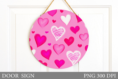 Hearts Door Sign Sublimation. Valentines Door Sign Design Product Image 1