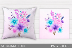 Flowers Pillow Design. Floral Pillow Sublimation Product Image 1