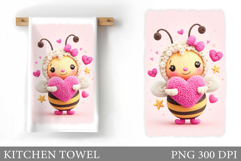 Valentines Bee Kitchen Towel. Valentines Kitchen Towel Product Image 1