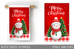 Snowman Kitchen Towel Design. Christmas Kitchen Towel Product Image 1