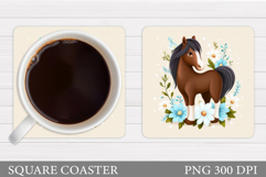 Horse Coaster Design. Horse Square Coaster Sublimation Product Image 1