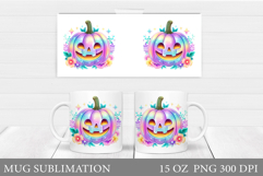 Iridescent Mug Sublimation. Halloween Pumpkin Mug Design Product Image 1