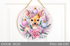 Christmas Deer Door Sign. Christmas Door Sign Sublimation Product Image 1