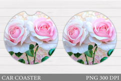 Flowers Car Coaster Design. Roses Car Coaster Sublimation Product Image 1
