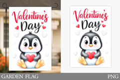 Valentines Penguin Garden Flag. Valentine Garden Flag Design Product Image 1
