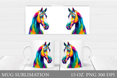 Horse Mug Wrap Sublimation. Horse Mug Design Product Image 1