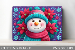 Cute Snowman Cutting Board. Winter Cutting Board Sublimation Product Image 1