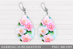 Flowers Teardrop Earring Design. Flowers Earring Sublimation Product Image 1