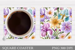 Flowers Coaster Design. Floral Coaster Sublimation Product Image 1
