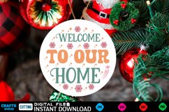 Farmhouse Christmas Round Sign SVG Design Product Image 1