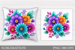 Flowers Pillow Design. Floral Pillow Sublimation Product Image 1
