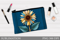 Sunflowers Makeup Bag. Flowers Cosmetics Bag Design Product Image 1
