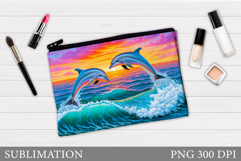 Dolphin Makeup Bag Sublimation. Dolphin Cosmetics Bag Design Product Image 1