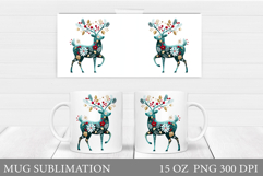 Reindeer Mug Wrap Design. Christmas Mug Sublimation Product Image 1