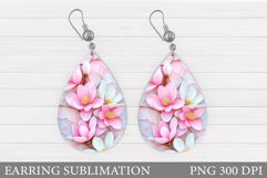 Flowers Earring Design. Floral Earring Sublimation Product Image 1