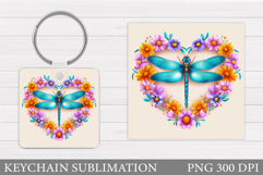 Dragonfly Keychain Design. Summer Keychain Sublimation Product Image 1
