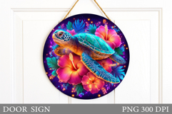 Turtle Door Sign Sublimation. Summer Door Sign Design Product Image 1