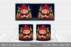 Christmas Cow Mug Design. Christmas Mug Sublimation Product Image 1