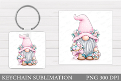 Easter Gnome Keychain Design. Easter Keychain Sublimation Product Image 1