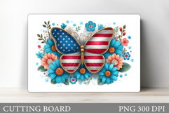 Patriotic Butterfly Cutting Board. Patriotic Sublimation Product Image 1