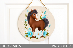 Horse Door Sign Design. Horse Sublimation Product Image 1