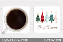 Christmas Tree Coaster Design. Christmas Coaster Sublimation Product Image 1