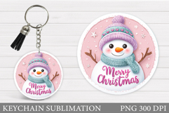 Cute Snowman Keychain Design. Christmas Keychain Sublimation Product Image 1